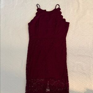 Elegant Burgundy Lace Dress